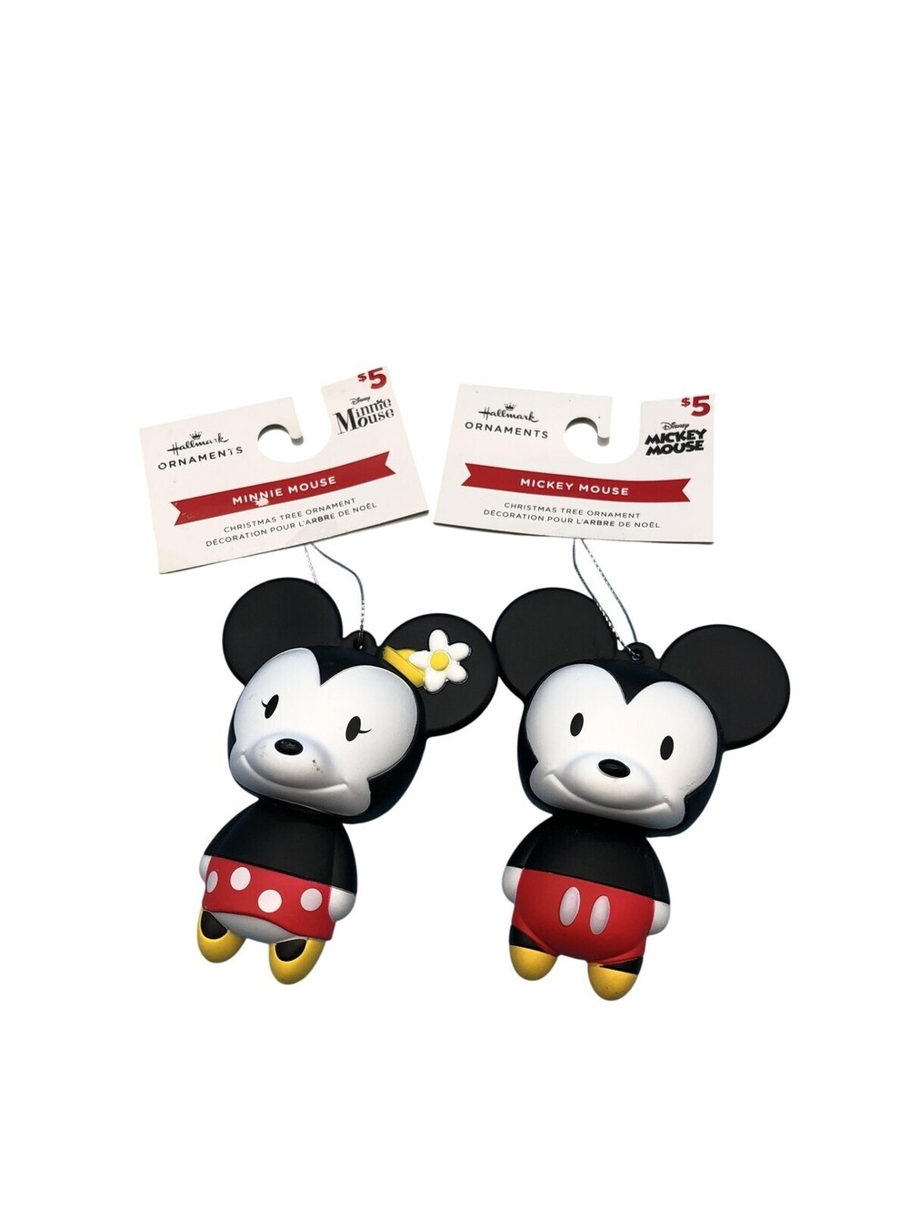 Hallmark Disney Mickey Minnie Mouse Christmas Tree Ornaments Set Of 2 Plastic